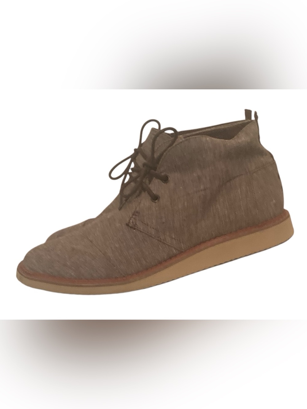 TOMS Mateo Chukka Brown Chambray Canvas Lace Up Boots Sz 13 - Picture 3 of 10